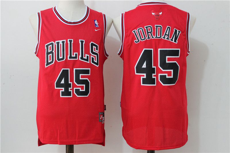 Men Chicago Bulls #45 Jordan Red Throwback NBA Jerseys